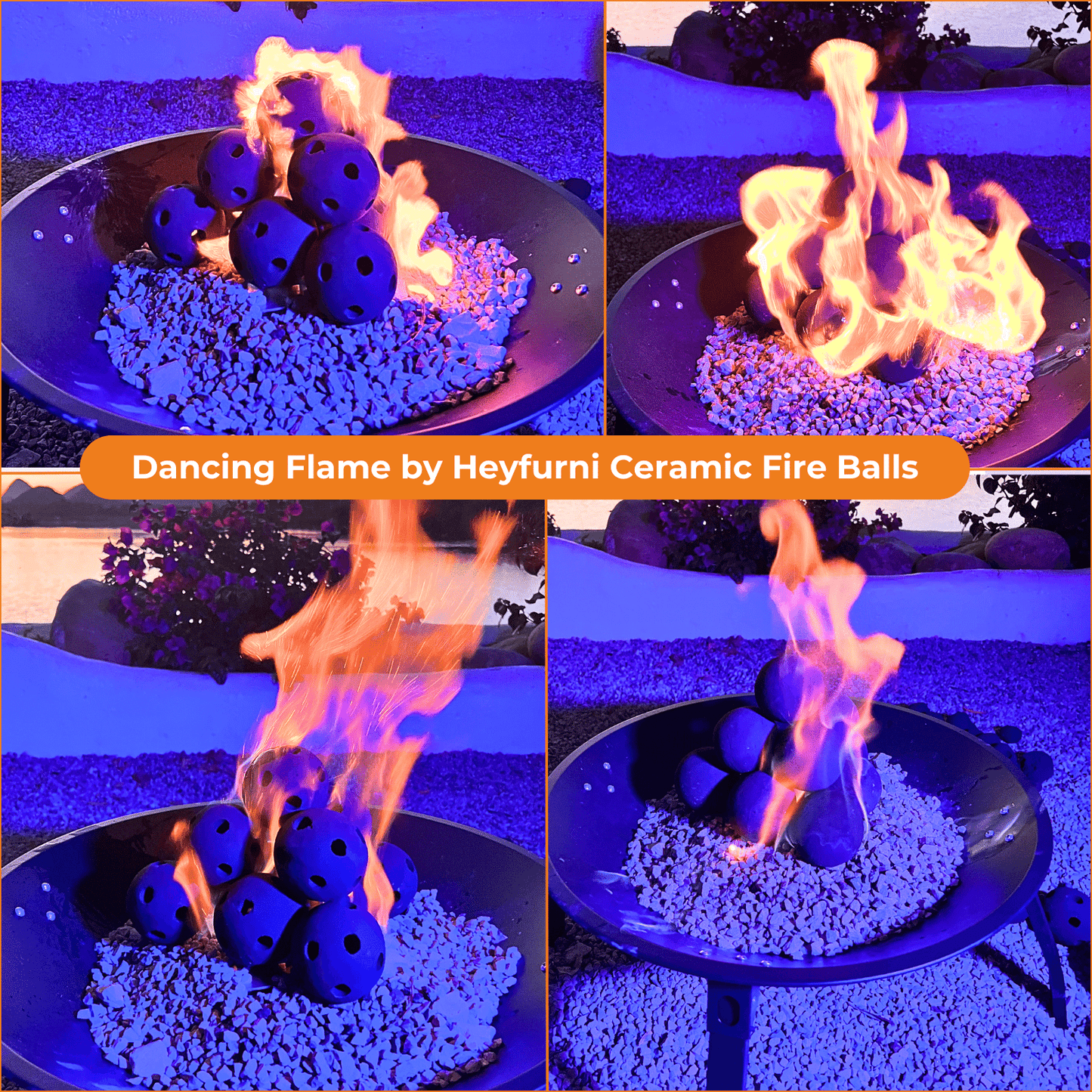 Ceramic Fire Balls / 10pcs 3in Black Firepit Balls / Solid&Hollow Style