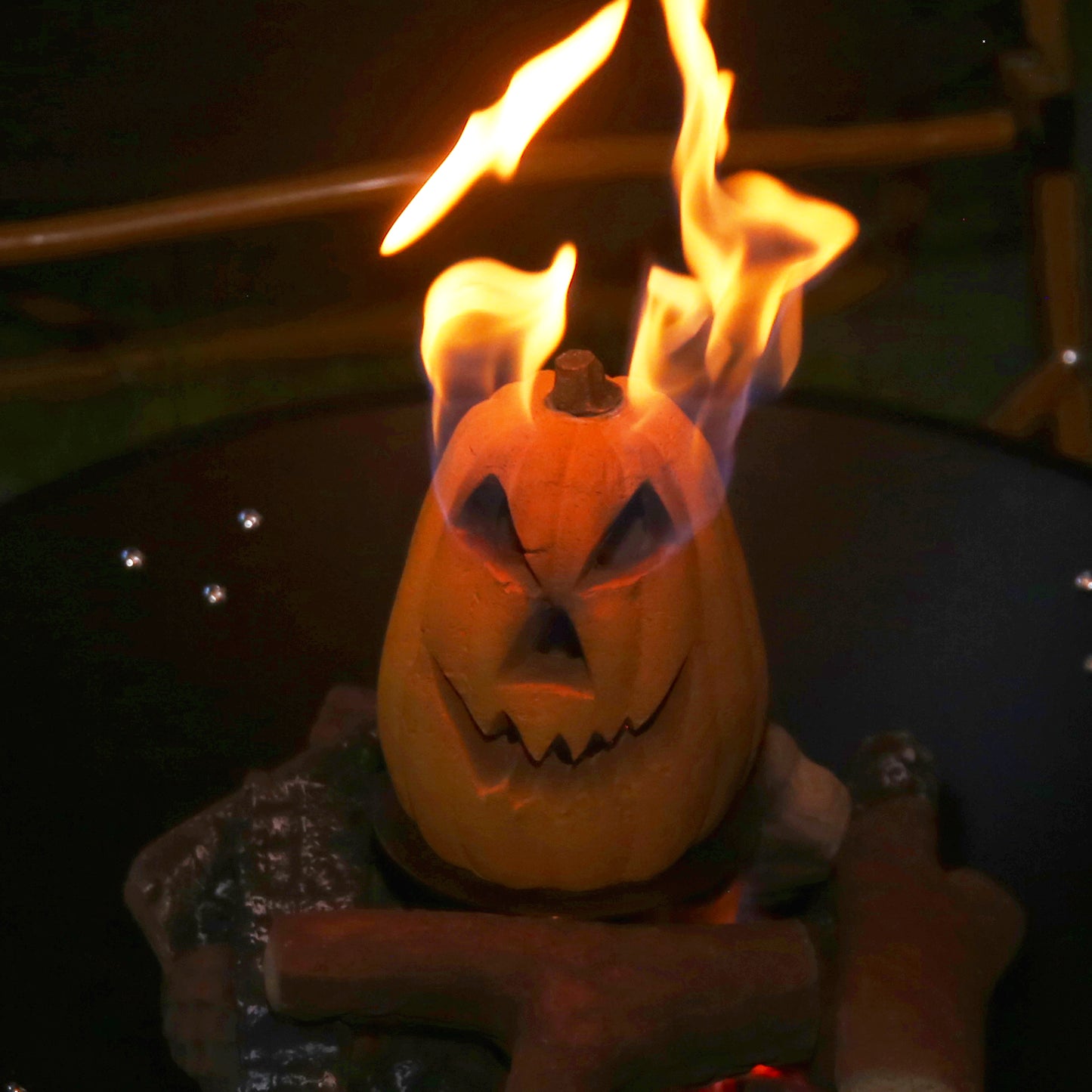 Ceramic Carved Pumpkin Gas Log / Fireproof Fire Pit Pumpkin / Two Size Fire Logs