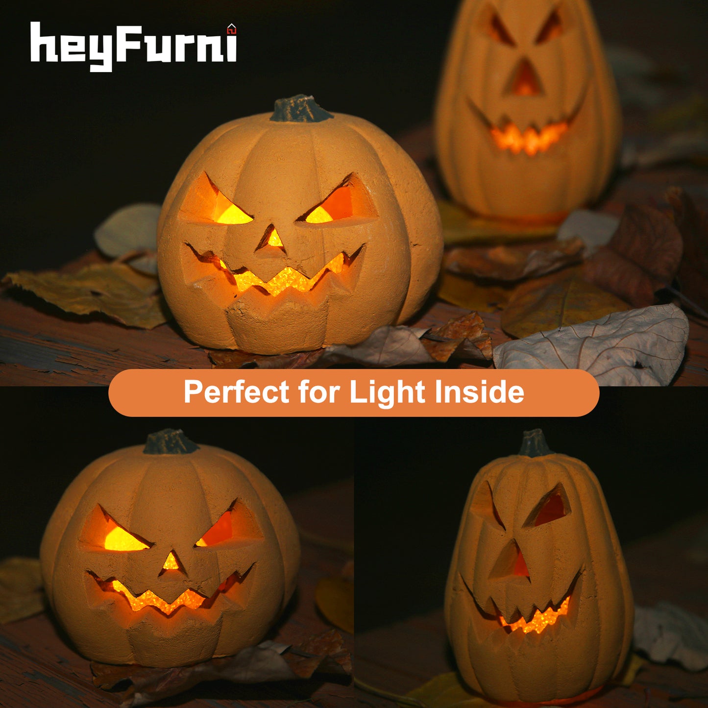 Ceramic Carved Pumpkin Gas Log / Fireproof Fire Pit Pumpkin / Two Size Fire Logs