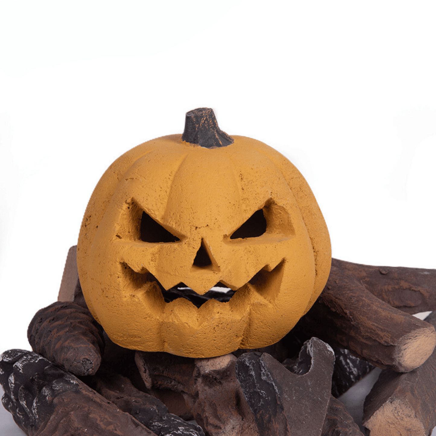 Ceramic Carved Pumpkin Gas Log / Fireproof Fire Pit Pumpkin / Two Size Fire Logs