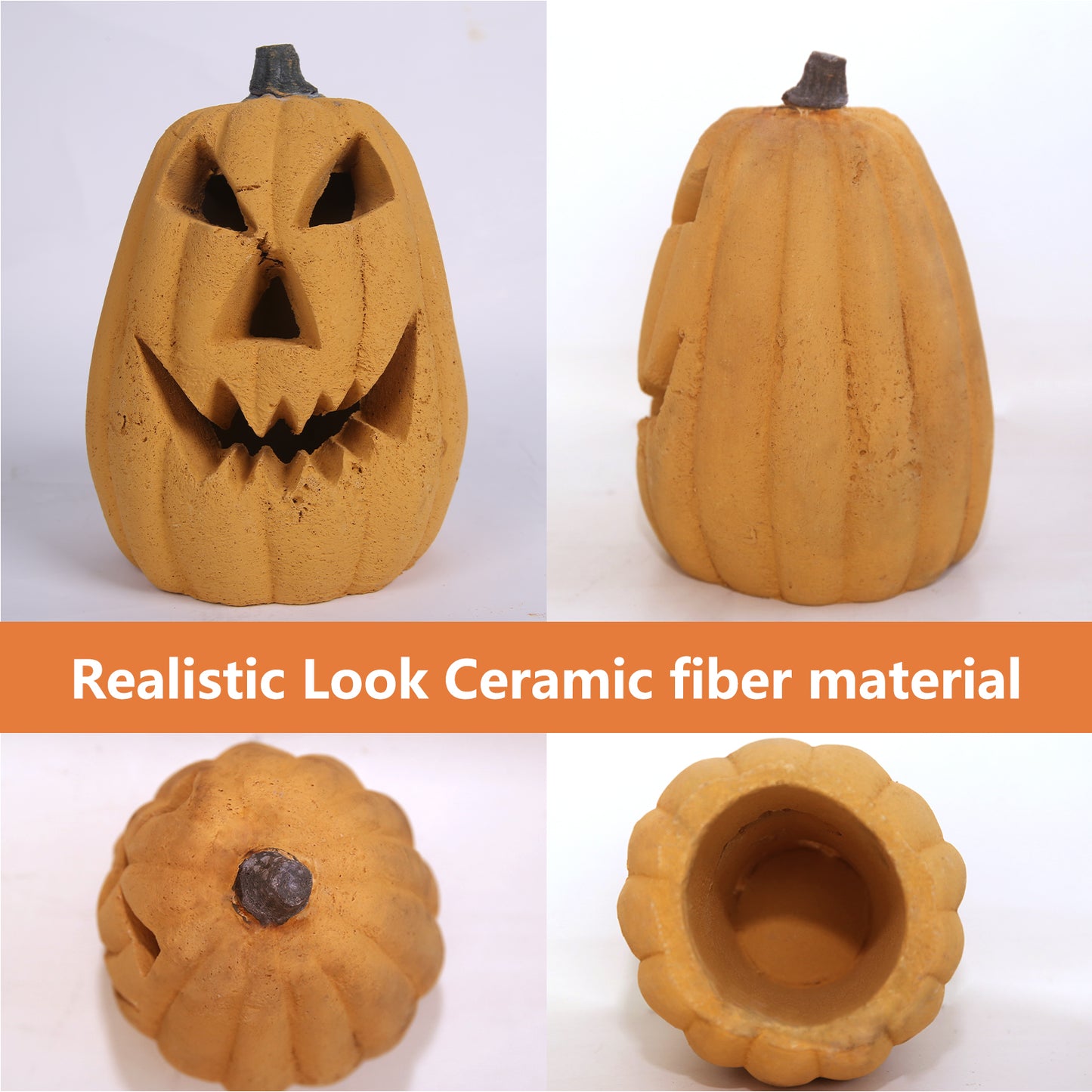 Ceramic Carved Pumpkin Gas Log / Fireproof Fire Pit Pumpkin / Two Size Fire Logs