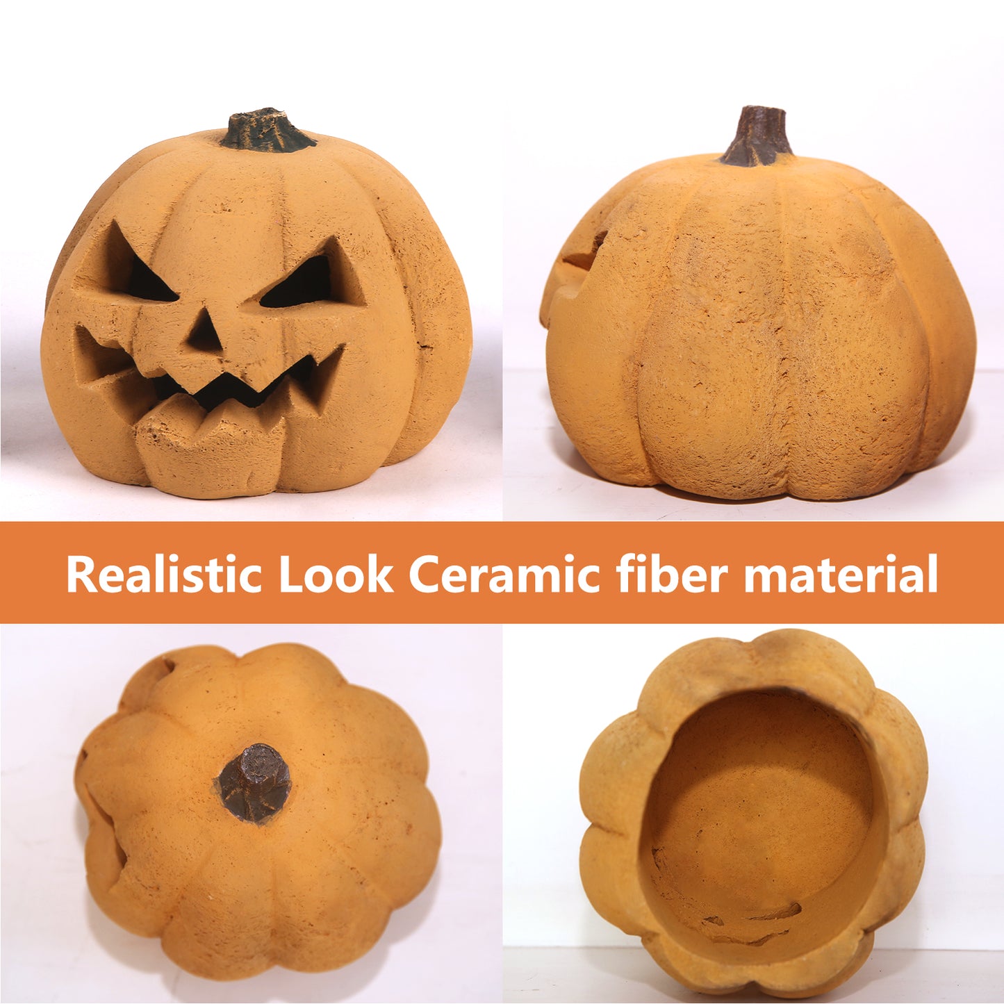 Ceramic Carved Pumpkin Gas Log / Fireproof Fire Pit Pumpkin / Two Size Fire Logs