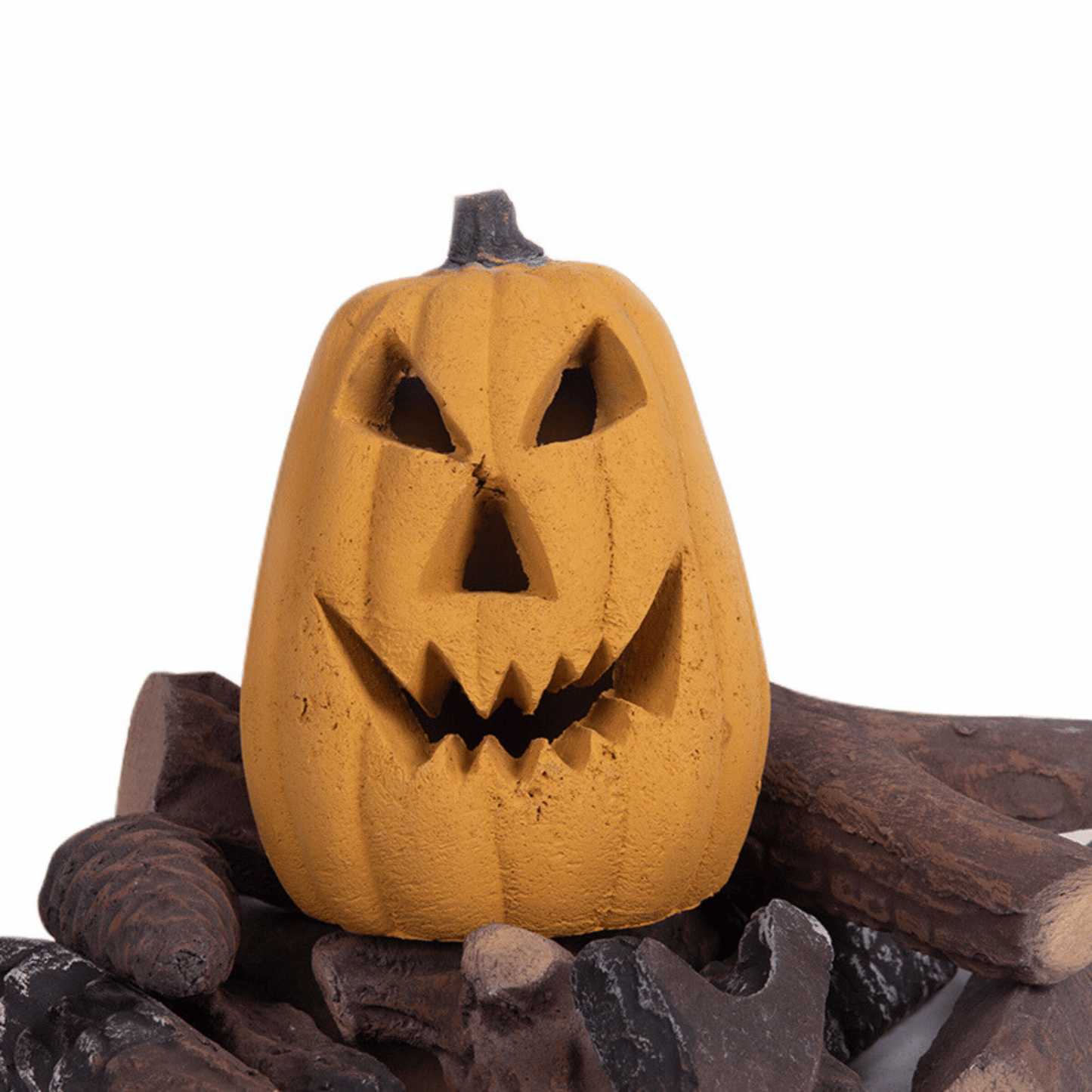Ceramic Carved Pumpkin Gas Log / Fireproof Fire Pit Pumpkin / Two Size Fire Logs