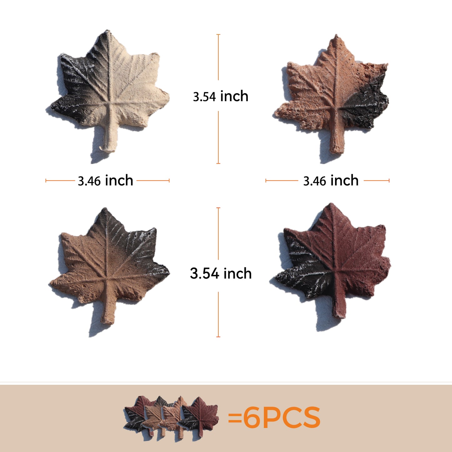 Ceramic Fire Maple Leaf Logs / 4pcs Gas Logs Decorative Maple Leaves