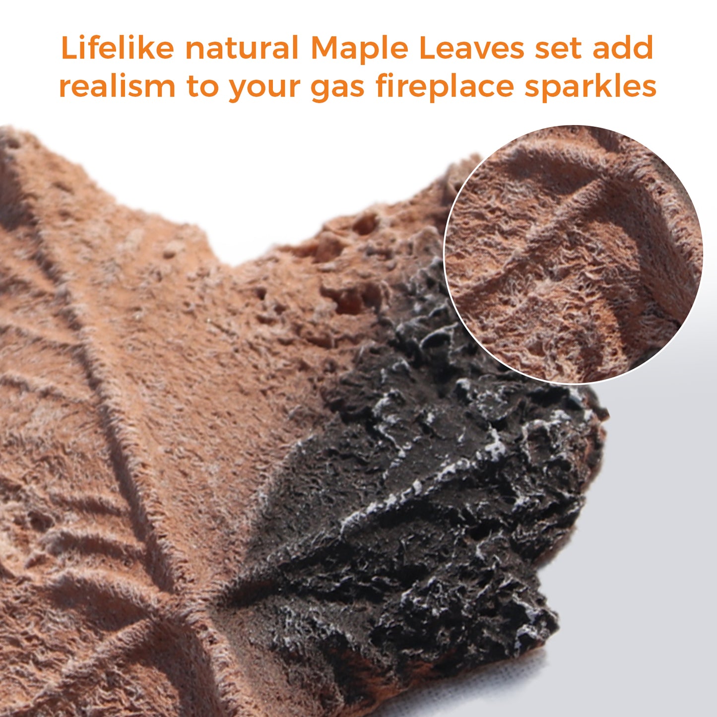 Ceramic Fire Maple Leaf Logs / 4pcs Gas Logs Decorative Maple Leaves