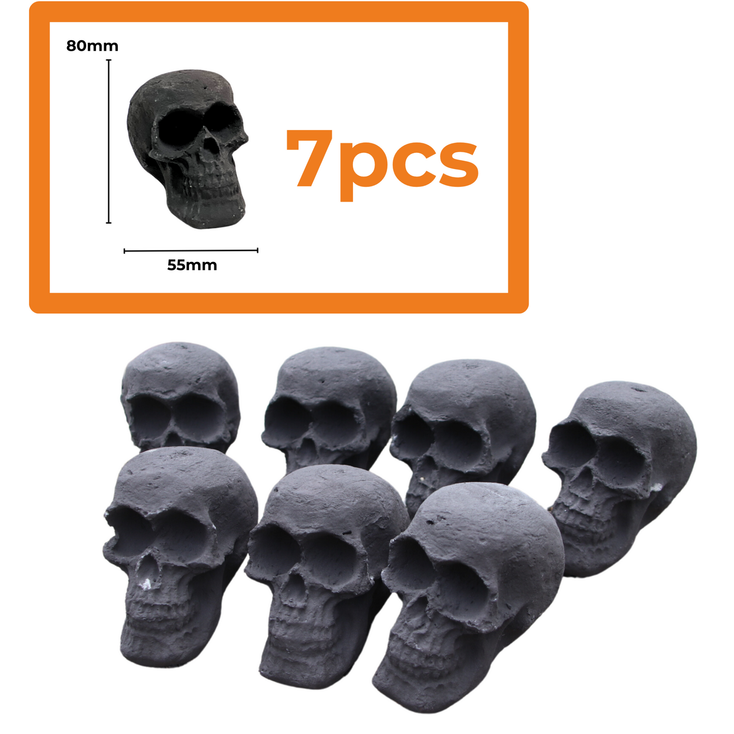 Skulls Fire Pit / Ceramic Fire Logs Skulls/ Set of 7/10/12 Mini Size