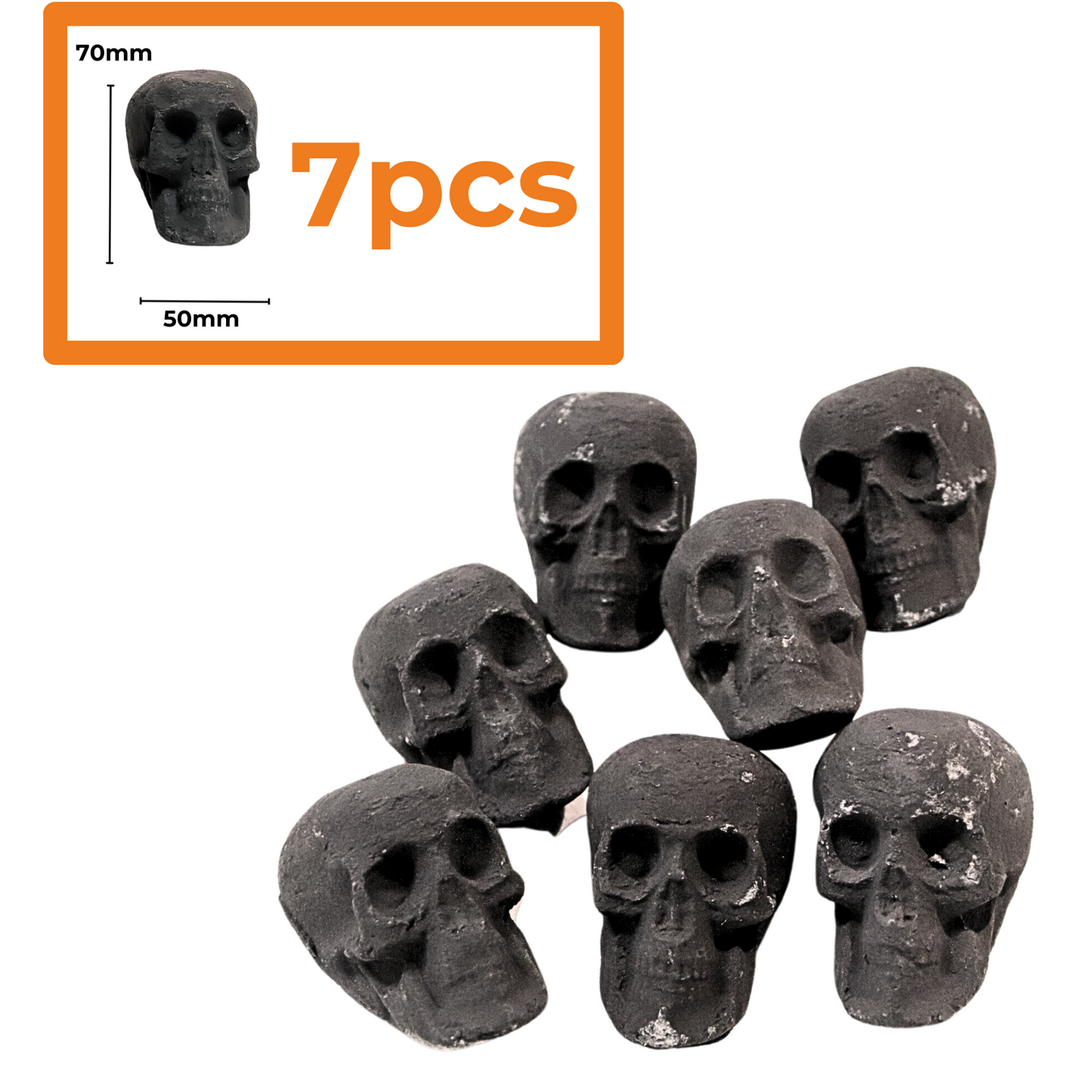 Skulls Fire Pit / Ceramic Fire Logs Skulls/ Set of 7/10/12 Mini Size