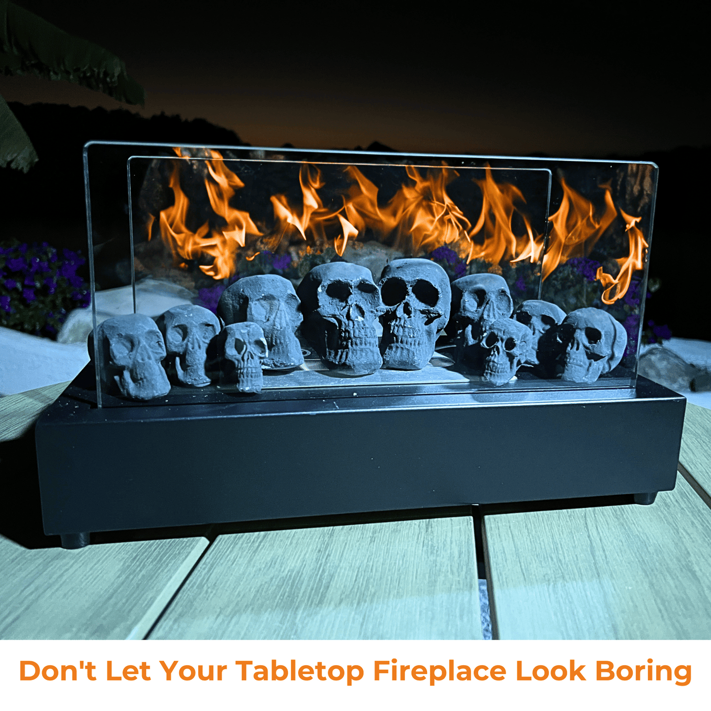 Skulls Fire Pit / Ceramic Fire Logs Skulls/ Set of 7/10/12 Mini Size