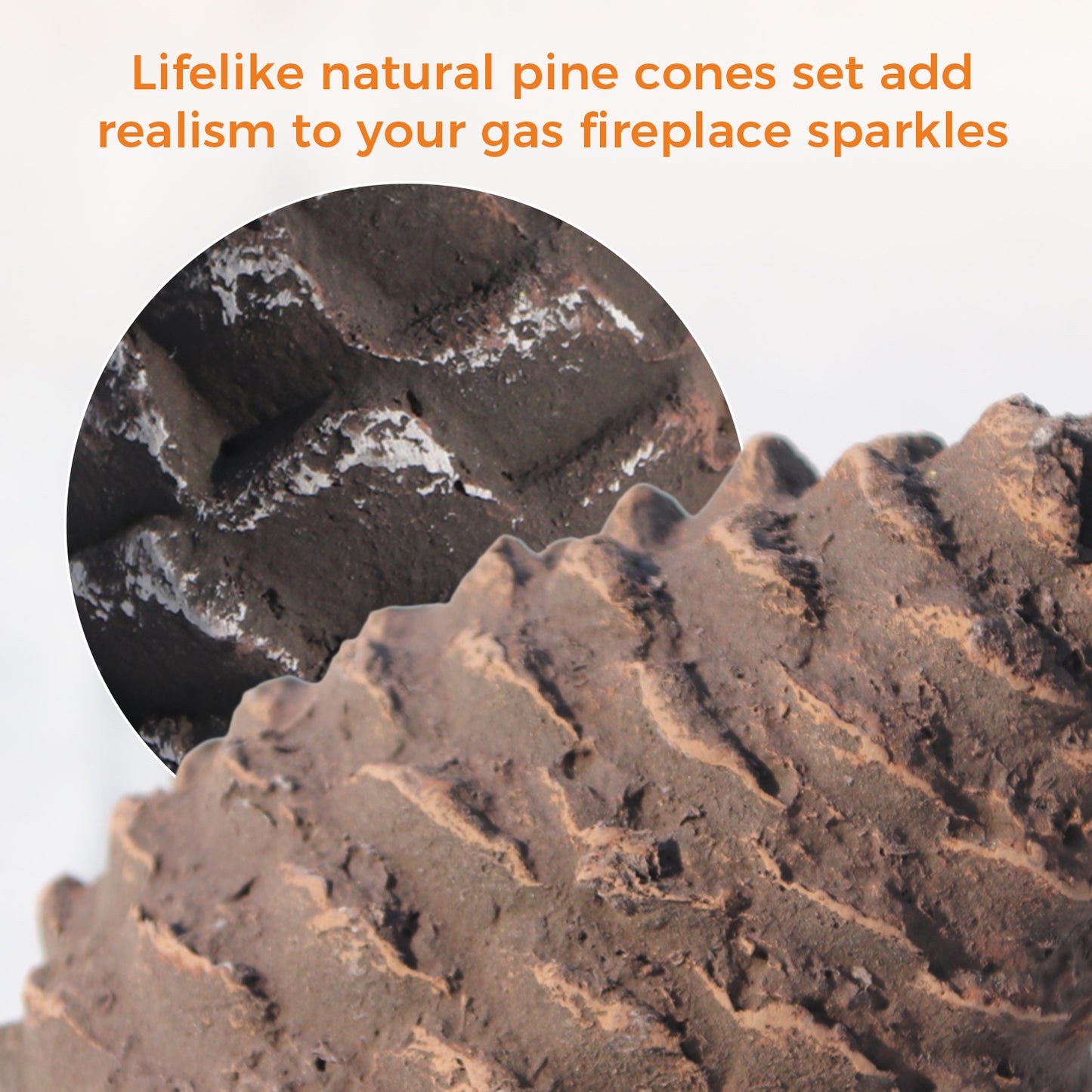 Pinecones Gas Fireplace Logs / 6pcs Pine Cones Fire Logs / Decorative Ceramic Faux Logs