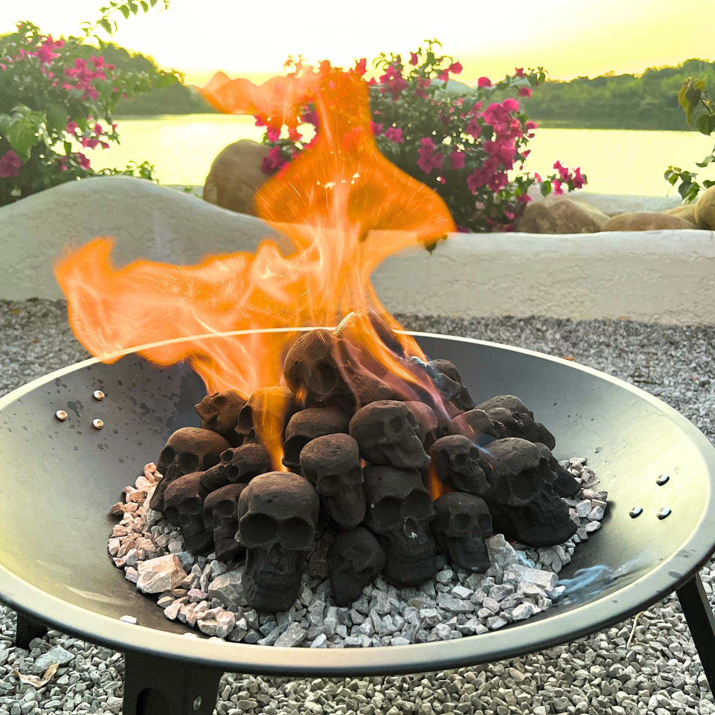 Skulls Fire Pit / Ceramic Fire Logs Skulls/ Set of 7/10/12 Mini Size