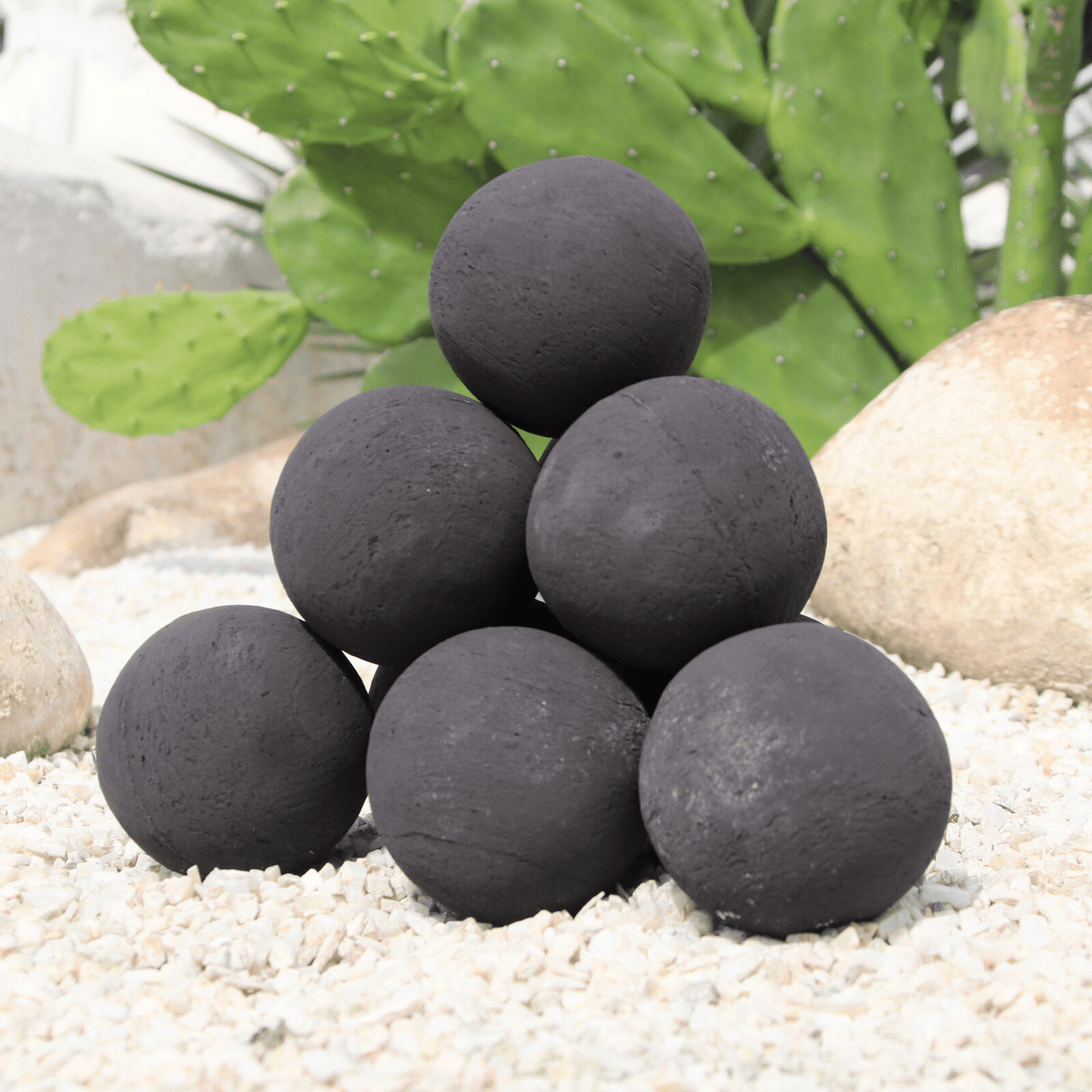 Ceramic Fire Balls / 10pcs 3in Black Firepit Balls / Solid&Hollow Style