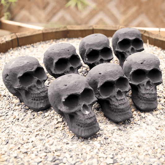 Skulls Fire Pit / Ceramic Fire Logs Skulls/ Set of 7/10/12 Mini Size