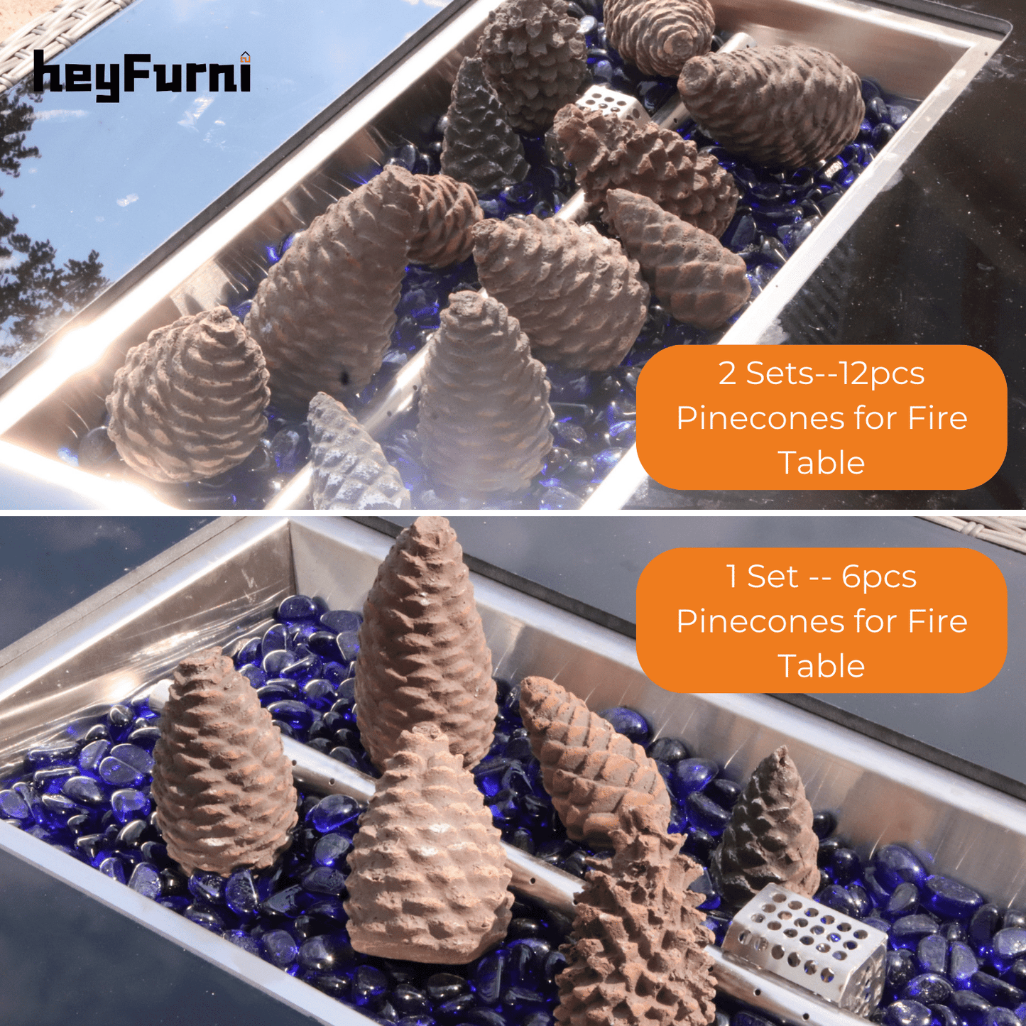 Pinecones Gas Fireplace Logs / 6pcs Pine Cones Fire Logs / Decorative Ceramic Faux Logs