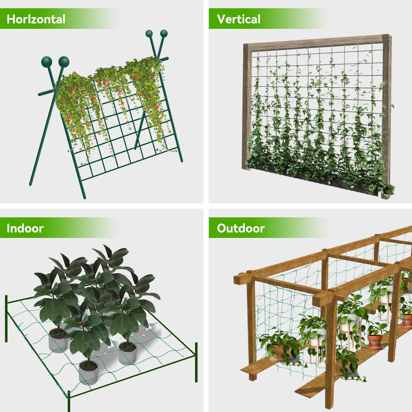 Garden Netting with Plant Clips / Trellis Netting for Climbing Plants