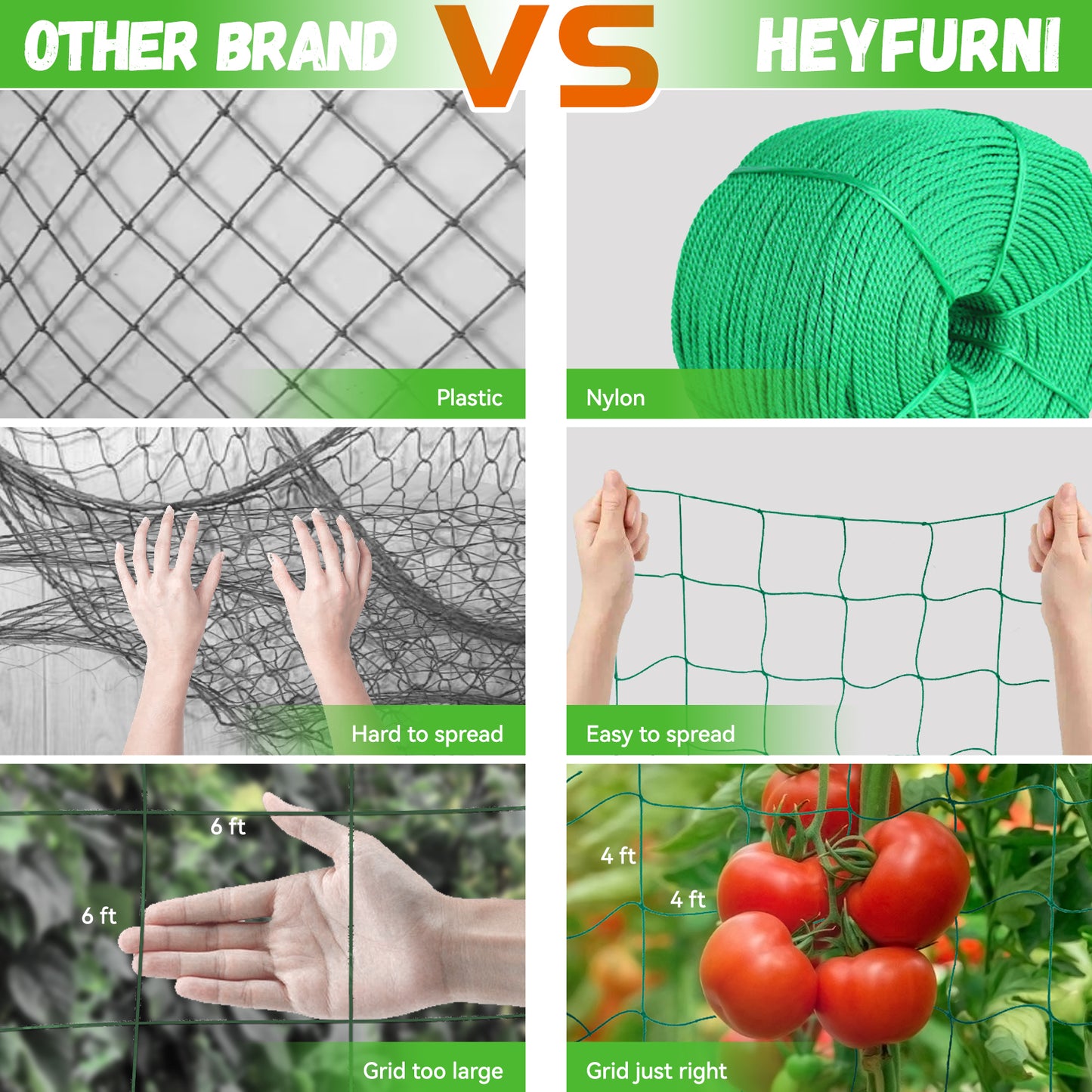 Garden Netting with Plant Clips / Trellis Netting for Climbing Plants