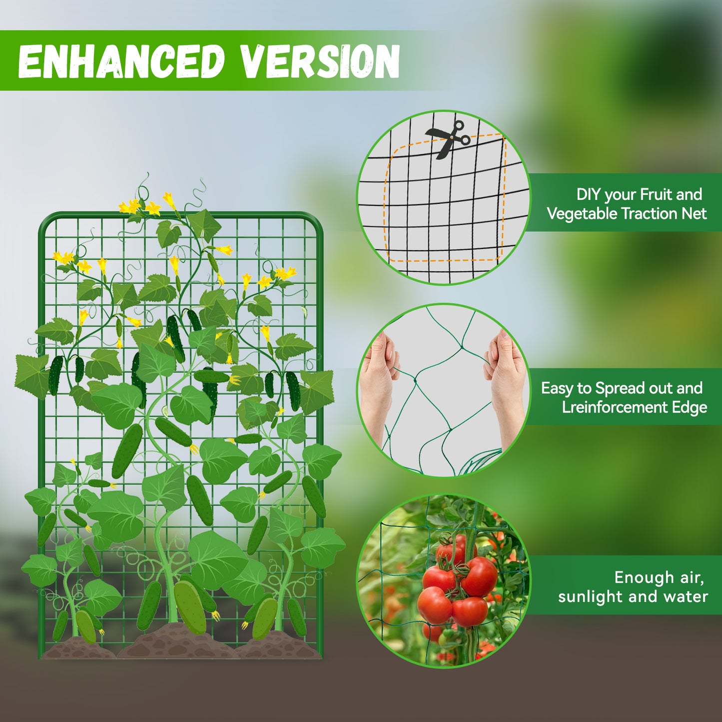 Garden Netting with Plant Clips / Trellis Netting for Climbing Plants