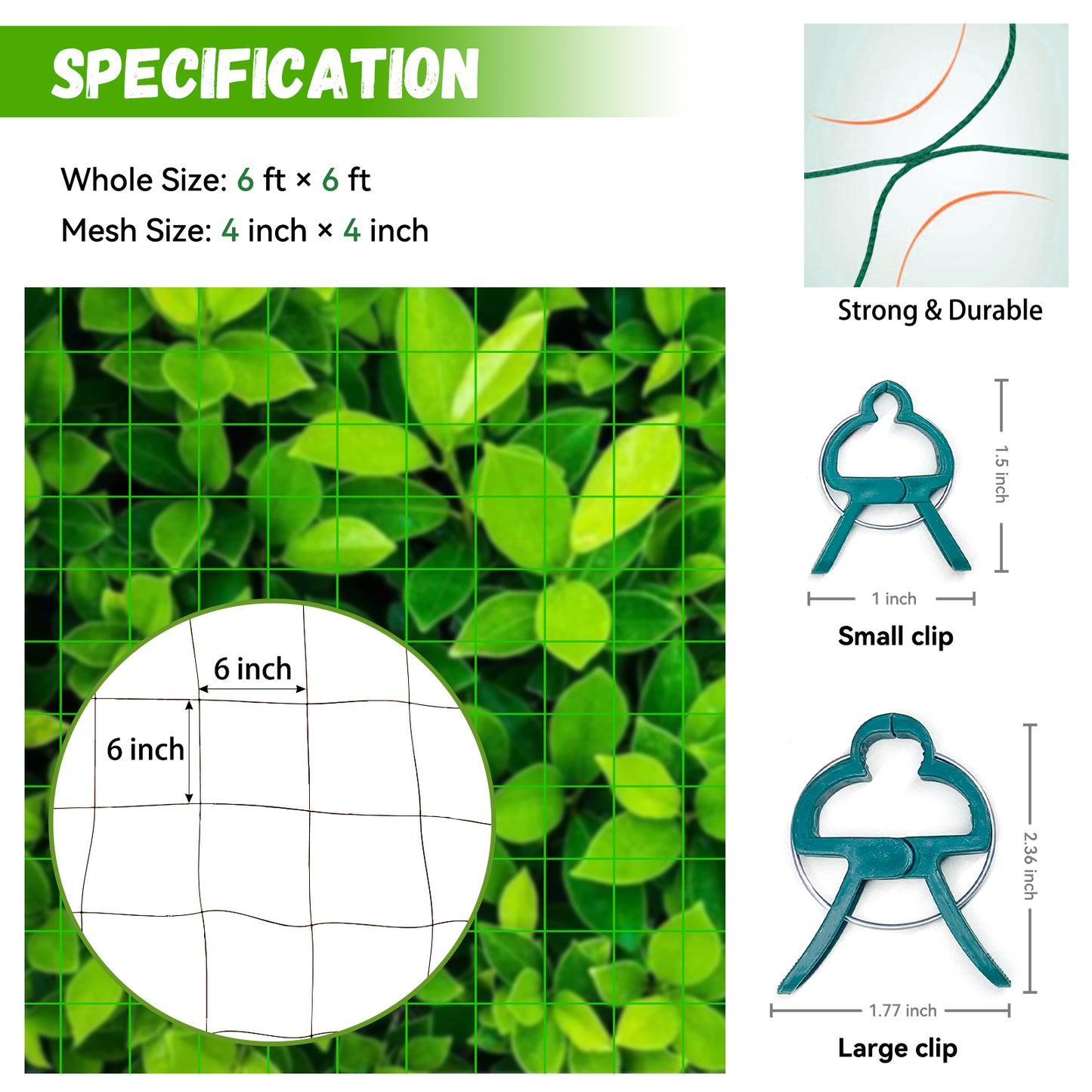 Garden Netting with Plant Clips / Trellis Netting for Climbing Plants