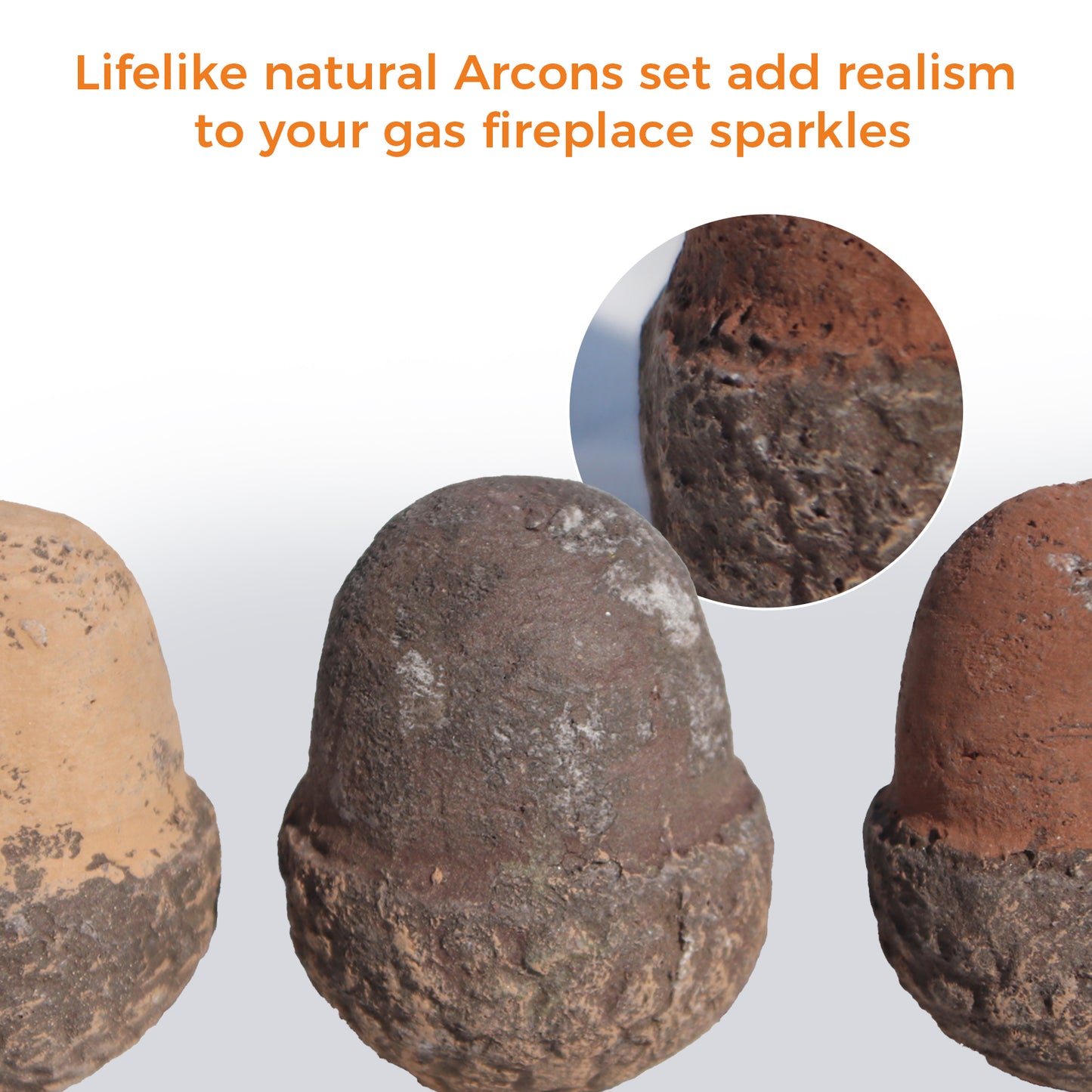 Gas Logs Decorative Acorns / Set of 12 Ceramic Logs for Indoor Gas Inserts