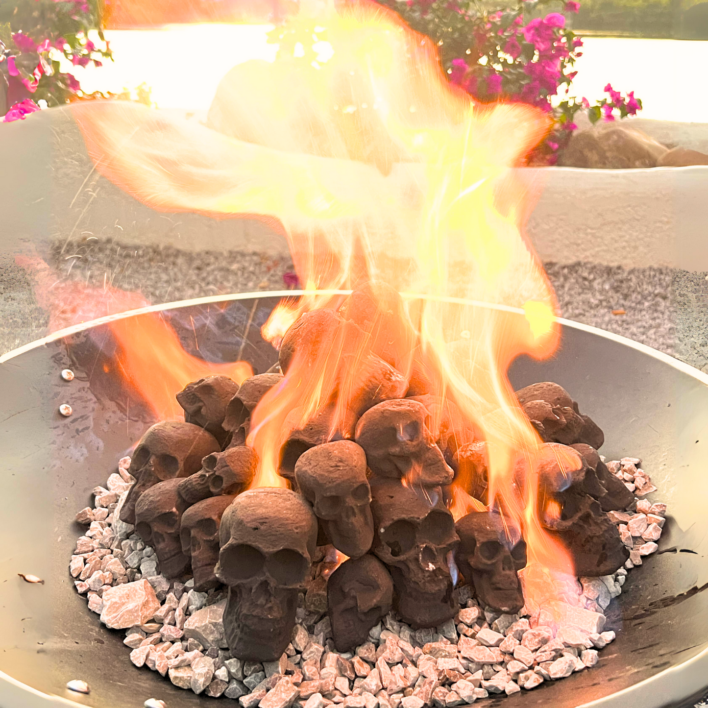 Skulls Fire Pit / Ceramic Fire Logs Skulls/ Set of 7/10/12 Mini Size