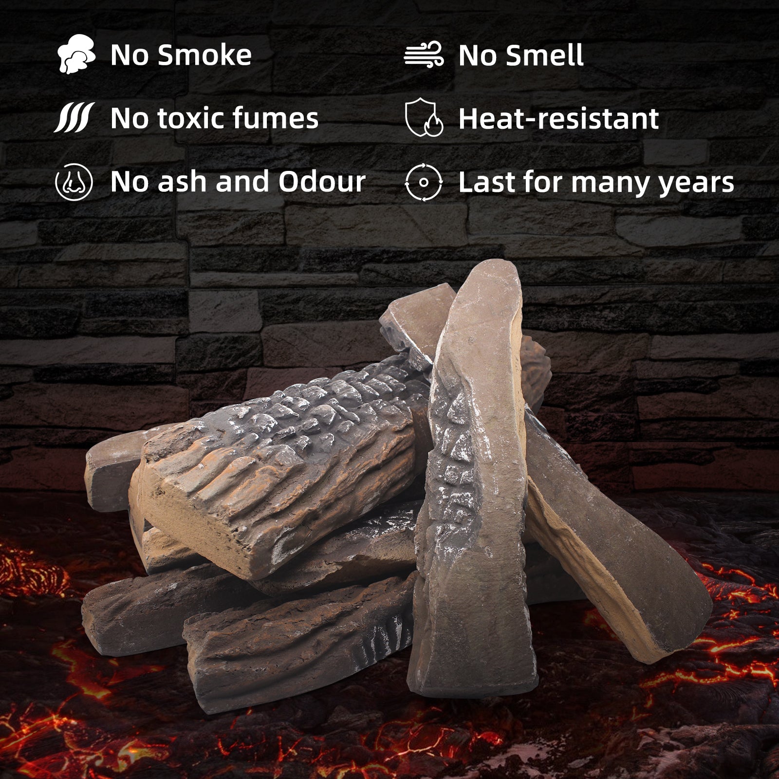 Ceramic Logs / Fire pit Logs / Fireplace Logs Ceramic Woods – heyfurni