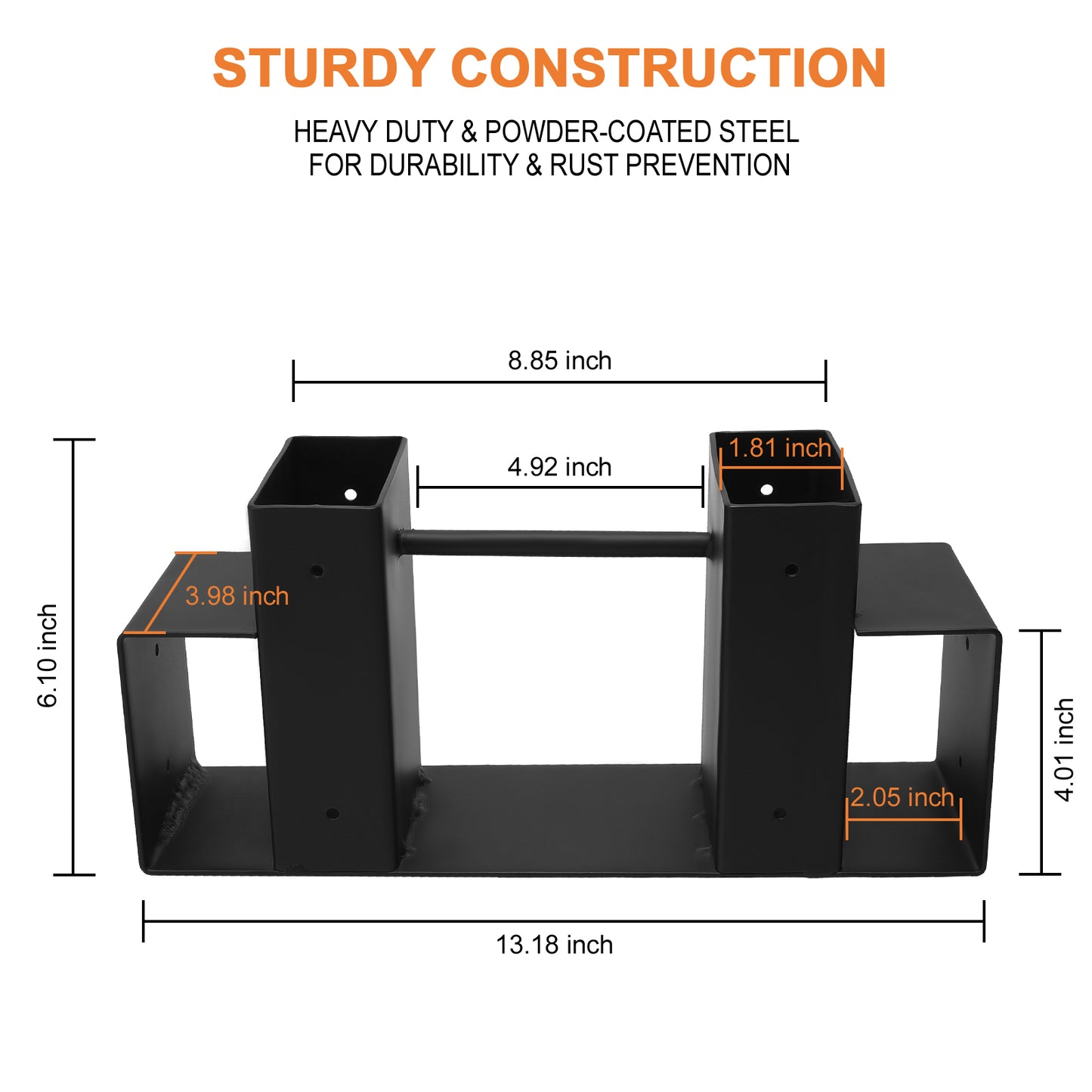 Firewood Log Rack Bracket Kit / Black Lumber Wood Storage Holder with Reinforced Bar