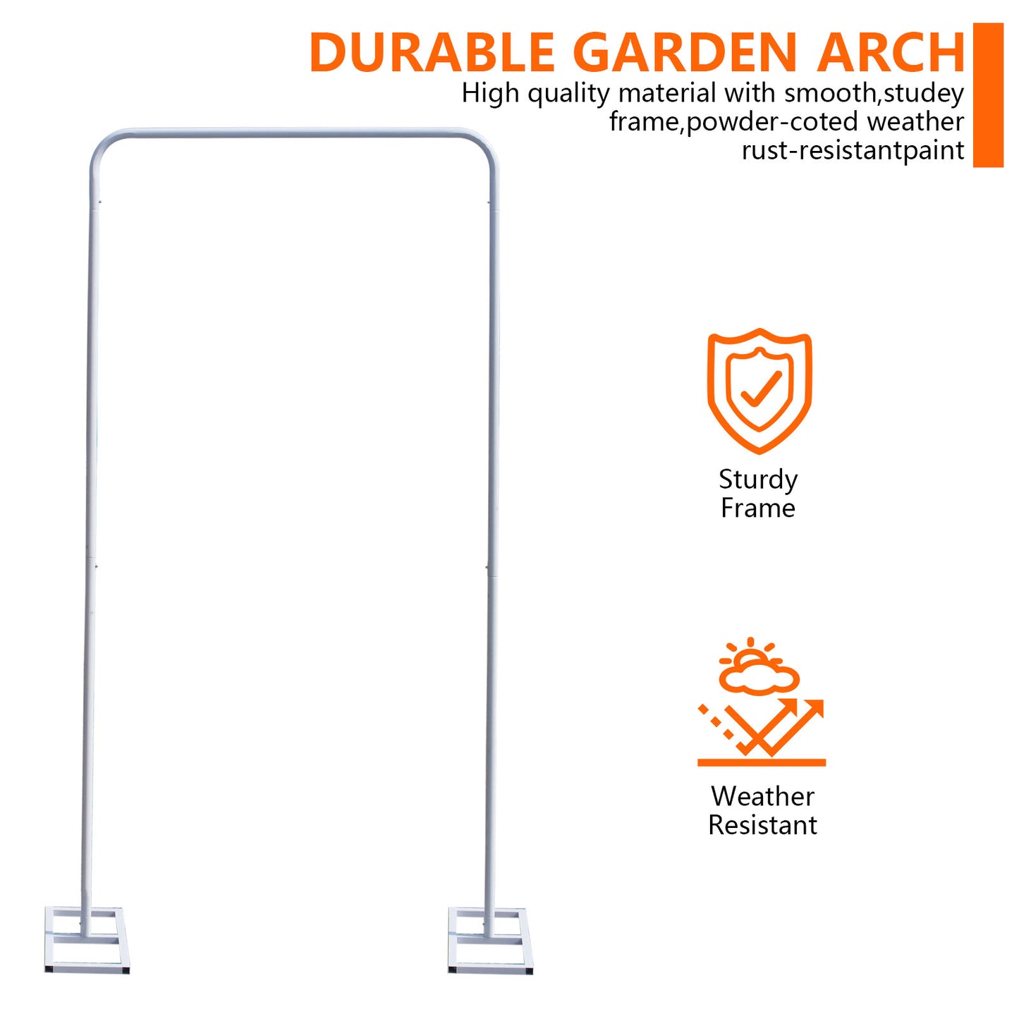 Garden Wedding Arch / Durable Metal Garden Arbor with Base