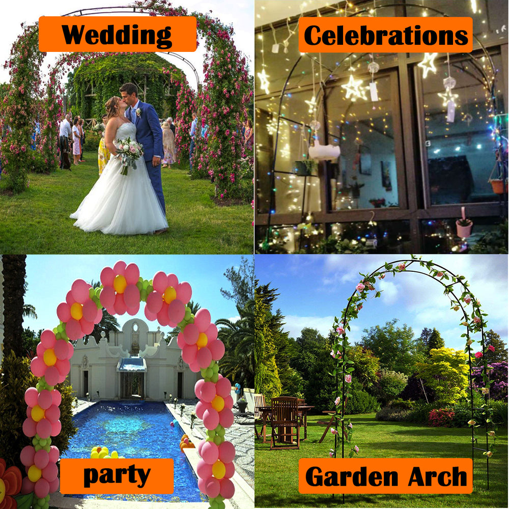 Heyfurni Metal Garden Arch - 240cm Tall Wedding Pergola For Climbing Plants & Outdoor Decor