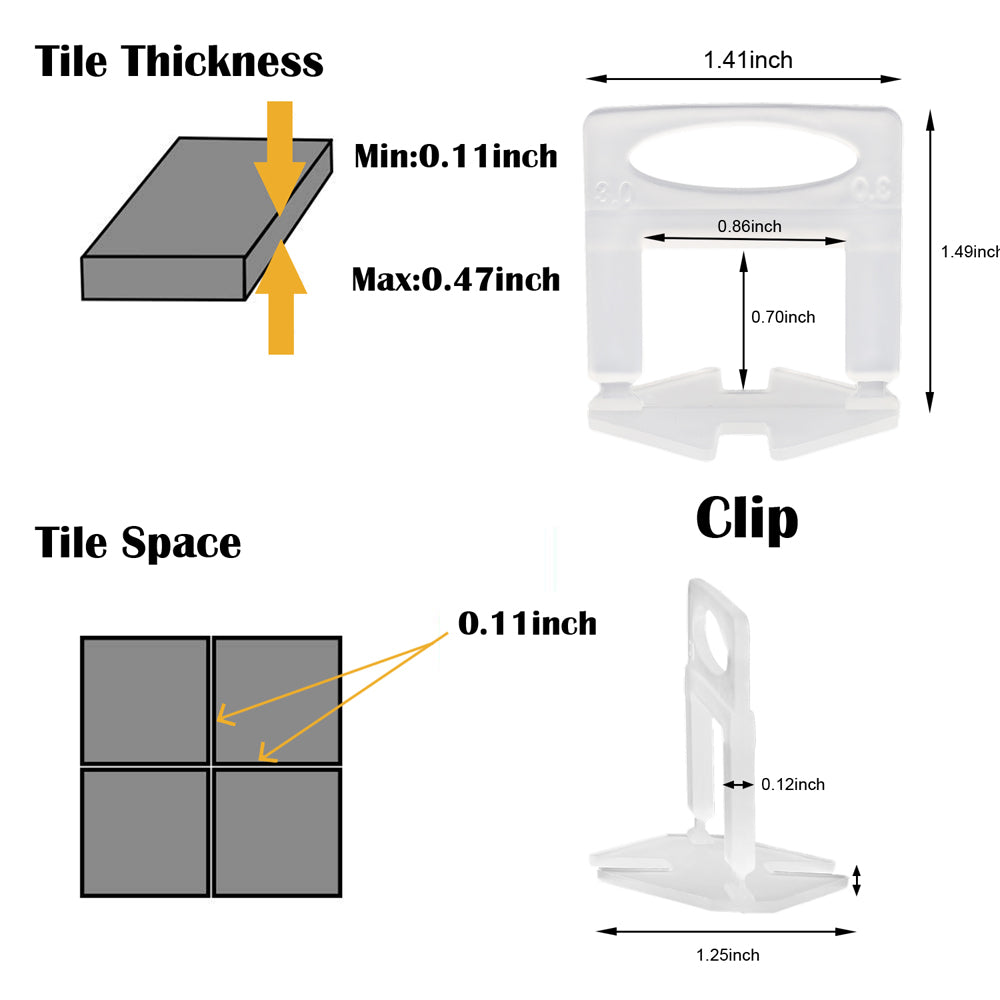 Tile Spacers Clips /  Tile leveling System Spacer Clips / Tiles Leveler Spacers